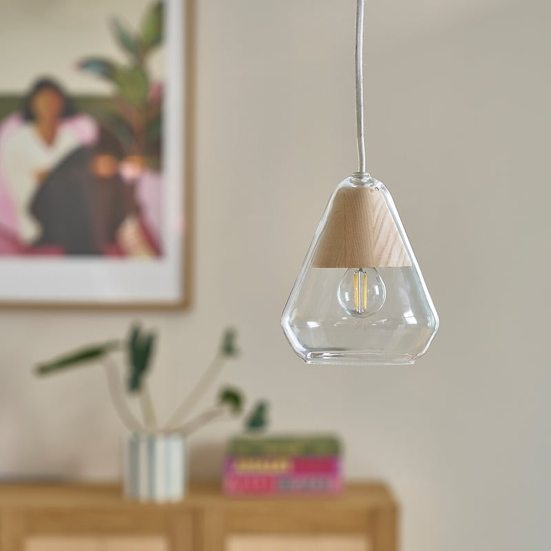 Hängeleuchte Nasoa, Glas Und Holz, Ø 14 Cm