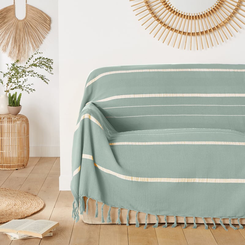 La Redoute Interieurs Gestreifter Sofa-überwurf Nedo Mit Fransen, Baumwolle
