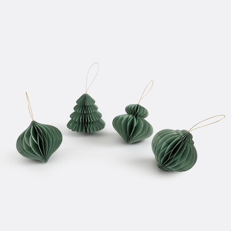 La Redoute Interieurs 4er-set Weihnachtsbaumanhänger Caspar, Aus Papier