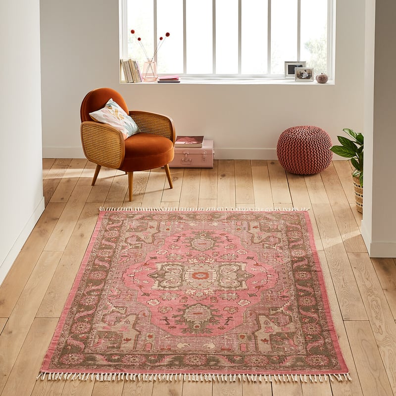 Vintage-teppich Floris Aus Baumwolle Mit Fransen