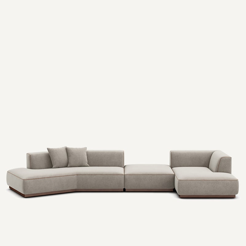 Am.pm Offenes Rechtes Ecksofa Mit Fussstütze Aus Chenille-velours, Jacopo