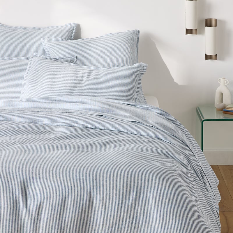 La Redoute Interieurs Duvetbezug Limona Blau, Gewaschenes Leinen