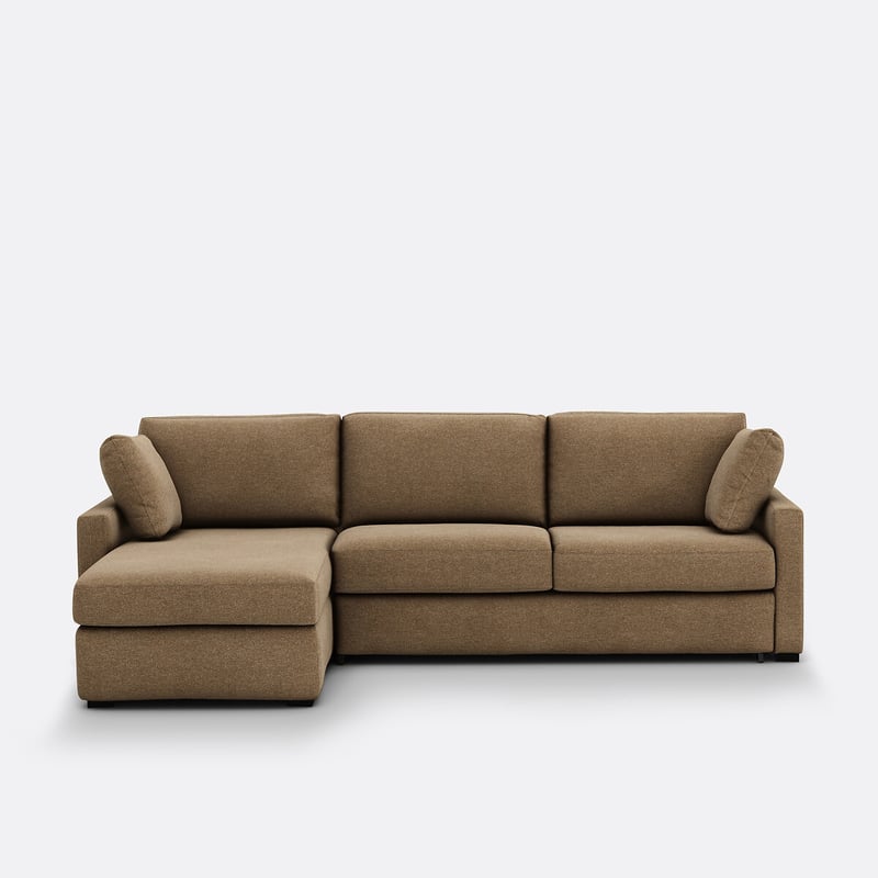 Ecksofa Timor Mit Schlaffunktion, 4-sitzer, Aus Meliertem Strukturgewebe, Schaumstoff