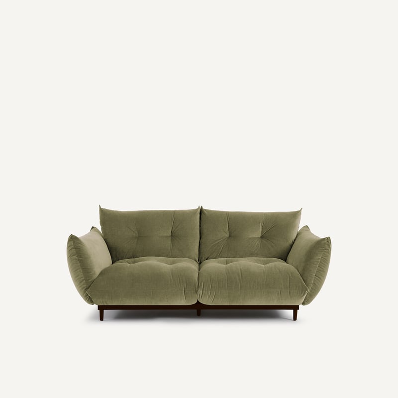 Am.pm Kompaktes 3-sitzer-sofa, Velours Stone, Vitoria