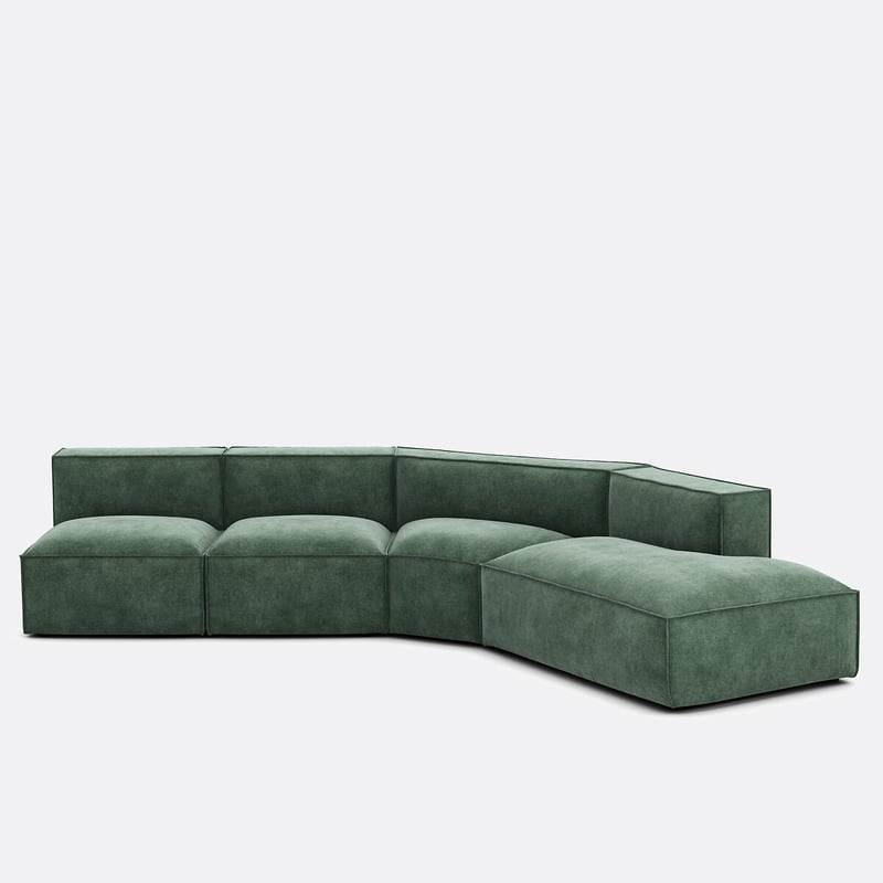 Offenes Ecksofa Seven, Rechts, 4 Elemente, Aus Struktursamt