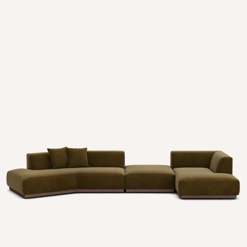 Am.pm Offenes Rechtes Ecksofa Mit Fussstütze Aus Velours, Jacopo