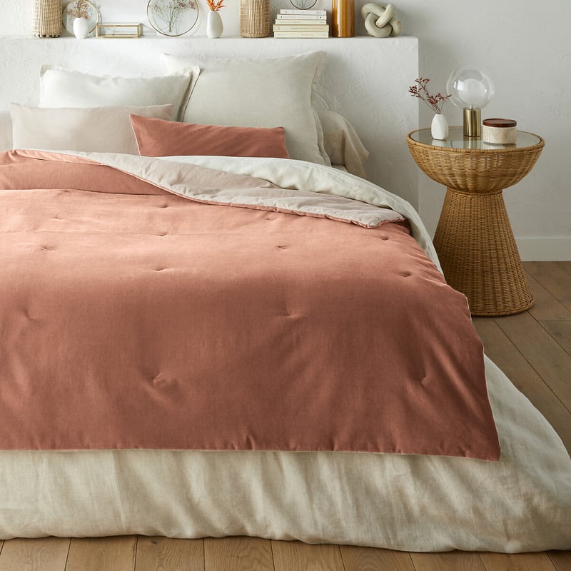 La Redoute Interieurs Gesteppte Tagesdecke Velvet, Baumwollsamt/leinen-mix Uni