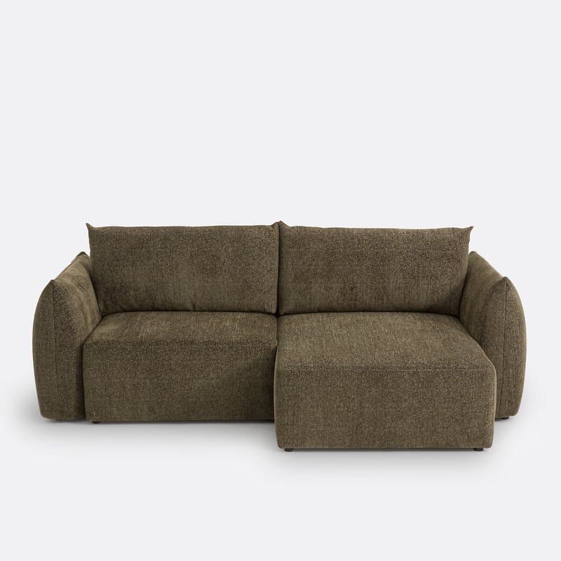 Eckschlafsofa Edith Mit Truhe, 3-sitzer, Chenille-stoff, Meliert
