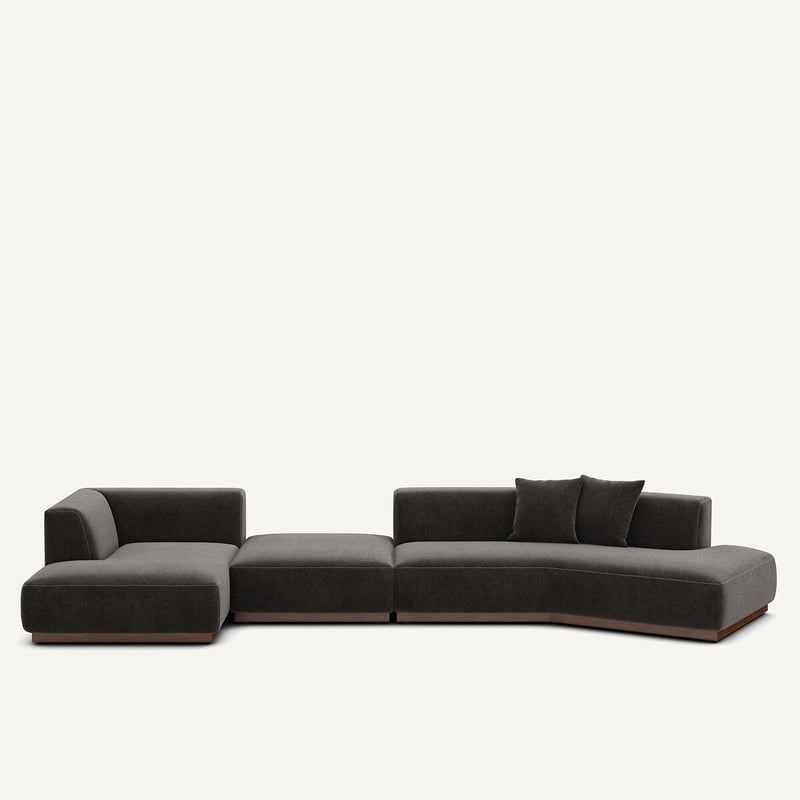 Am.pm Offenes Linkes Ecksofa Mit Fussstütze Aus Chenille-velours, Jacopo