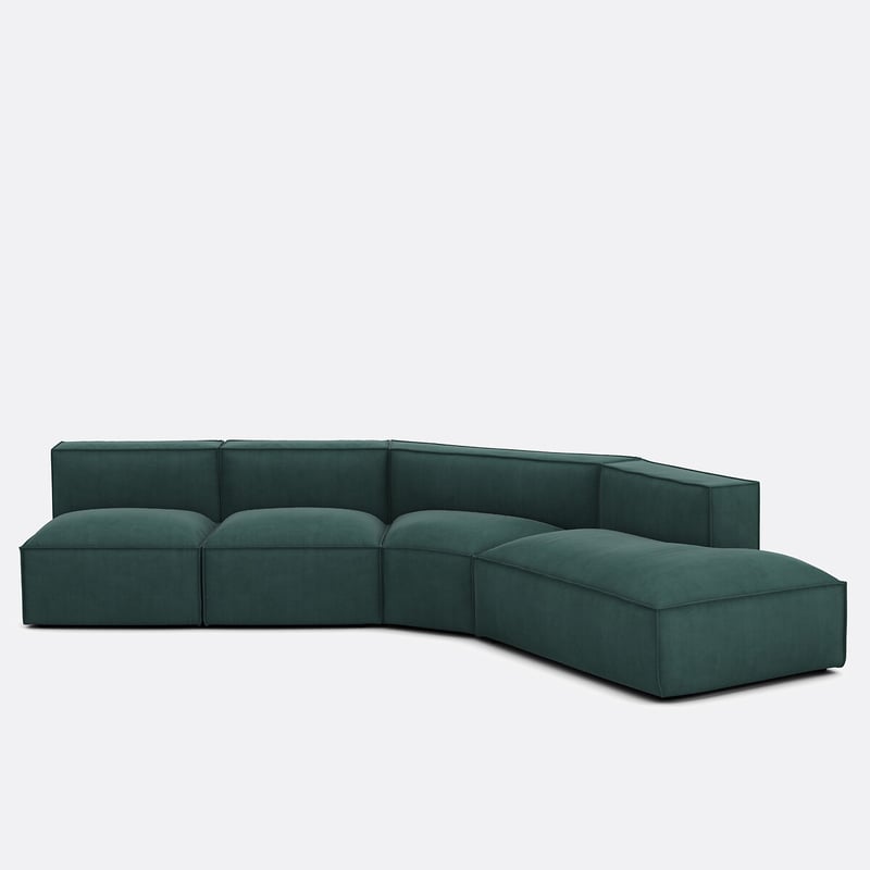 Offenes Ecksofa Seven, Rechts Mit 4 Elementen, Cordsamt