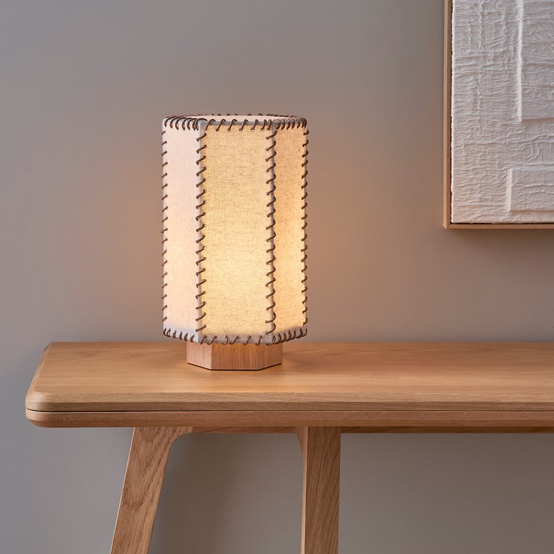 Am.pm Tischlampe Sixta Aus Eichenholz Und Leinen