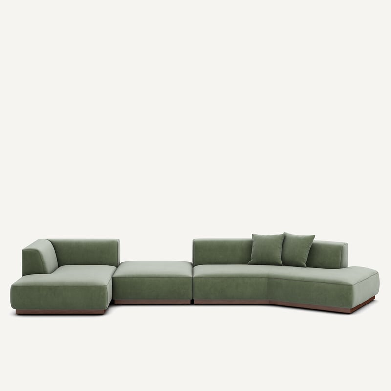 Am.pm Offenes Linkes Ecksofa Mit Fussstütze Aus Velours, Jacopo