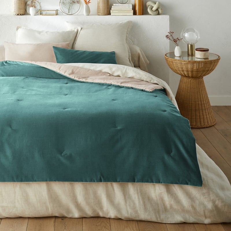 La Redoute Interieurs Gesteppte Tagesdecke Velvet, Baumwollsamt/leinen-mix Uni