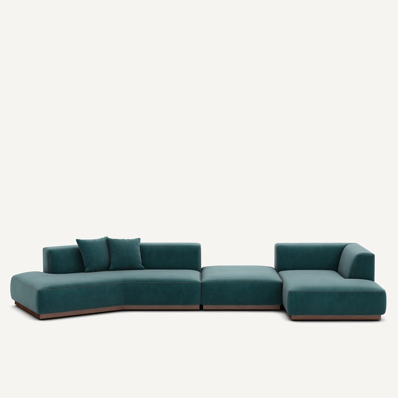 Am.pm Offenes Rechtes Ecksofa Mit Fussstütze Aus Velours, Jacopo