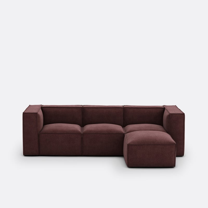 Modulares Sofa Seven, 3-sitzer Und Hocker, Aus Strukturgewebe