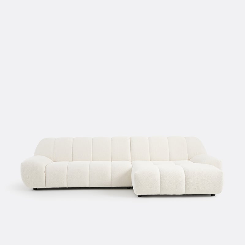 Ecksofa, Gerade, 4-sitzig, Aus Dickem Bouclé, Nuria