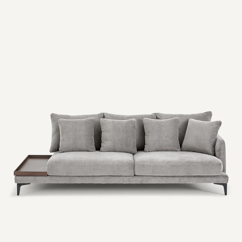 Am.pm X Emmanuel Gallina Halbsofa Mit Tablett, Velours Stone, Moderniste, Design Emmanuel Gallina