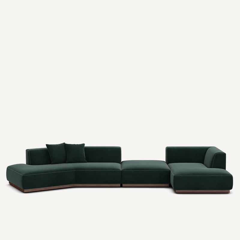 Am.pm Offenes Rechtes Ecksofa Mit Fussstütze Aus Velours, Jacopo