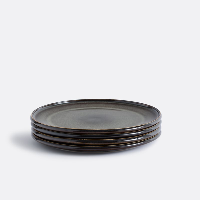 Set Zuka, 4 Flache Teller Aus Reaktiv Glasiertem Steingut