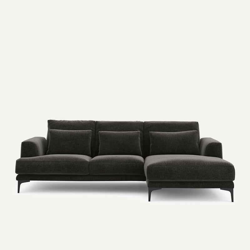 Am.pm Ecksofa, Gerade, Aus Chenille-velours, Marsile