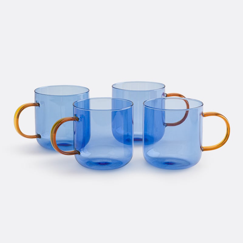 4er-set Tassen Oryn, Farbiges Glas
