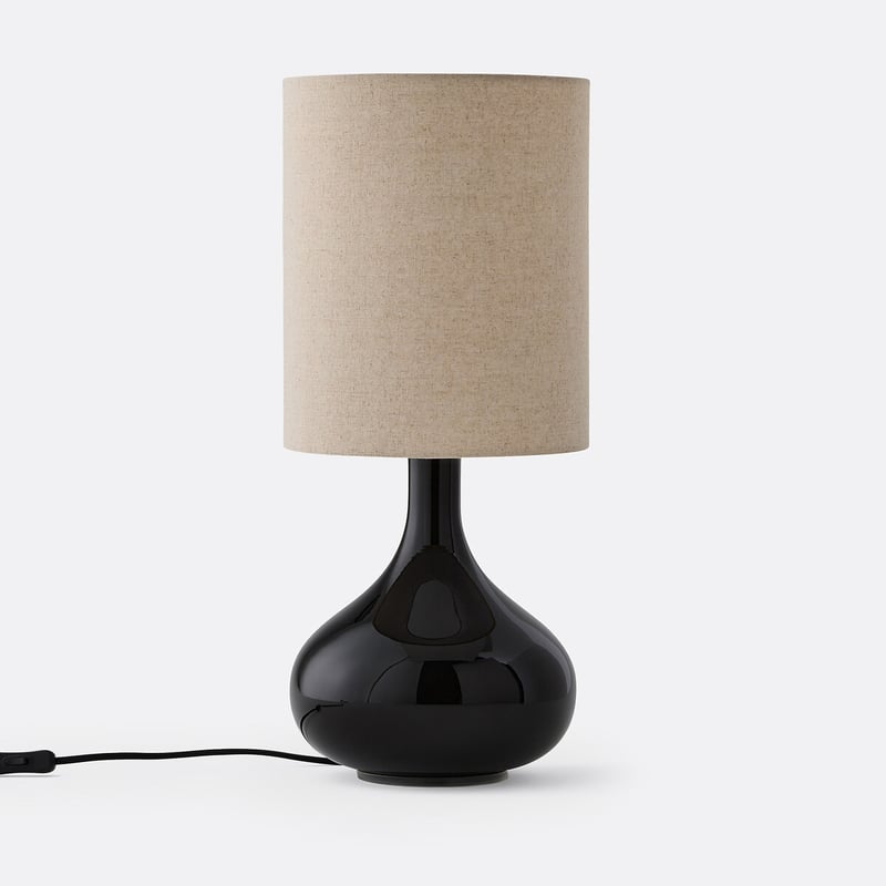 Tischlampe Juna, Glas Und Leinen