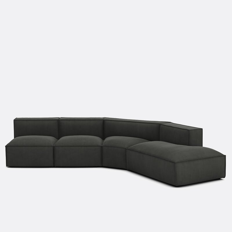 Offenes Ecksofa Seven, Rechts Mit 4 Elementen, Cordsamt