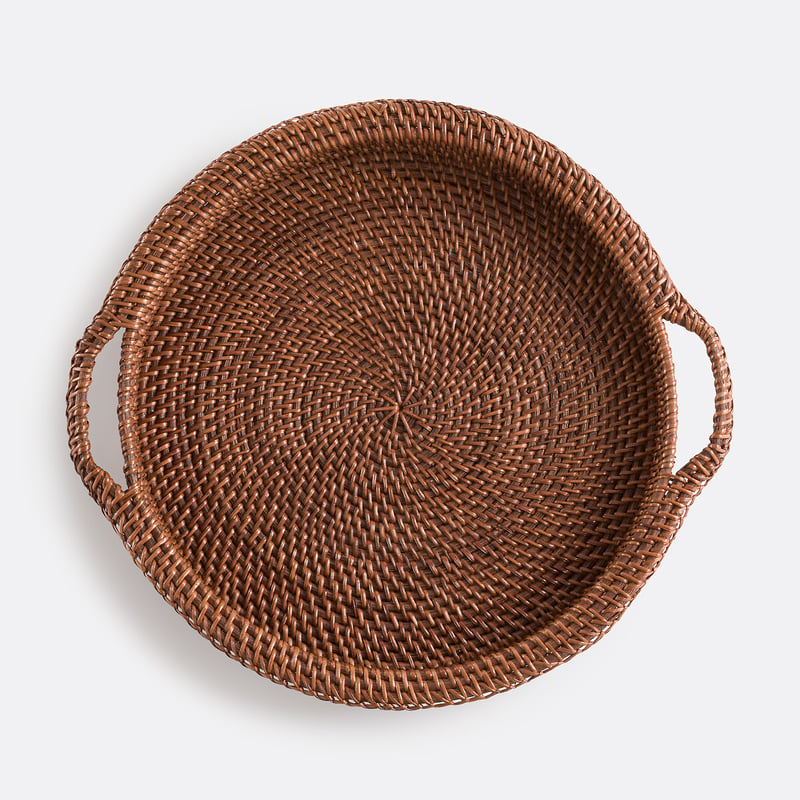 Rundes Tablett Taran, Aus Geflochtenem Rattan