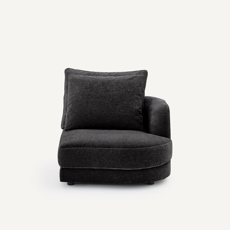 Am.pm Rechtes, Abgerundetes, Modulares Halbsofa Aus Chenille-samt, Tiberio