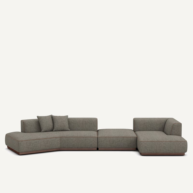 Am.pm Offenes, Gerades Ecksofa Mit Fussstütze Aus Tweed, Jacopo