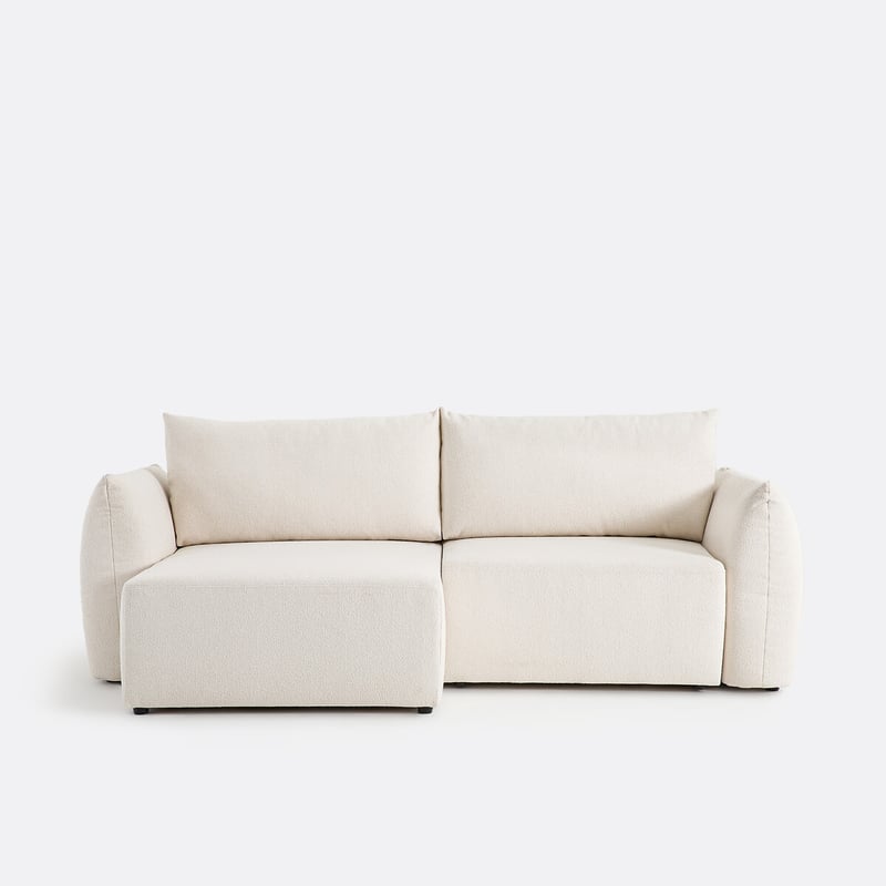 Ecksofa Edith, Mit Schlaffunktion Und Bettkasten, 3-sitzig, Feiner Bouclé