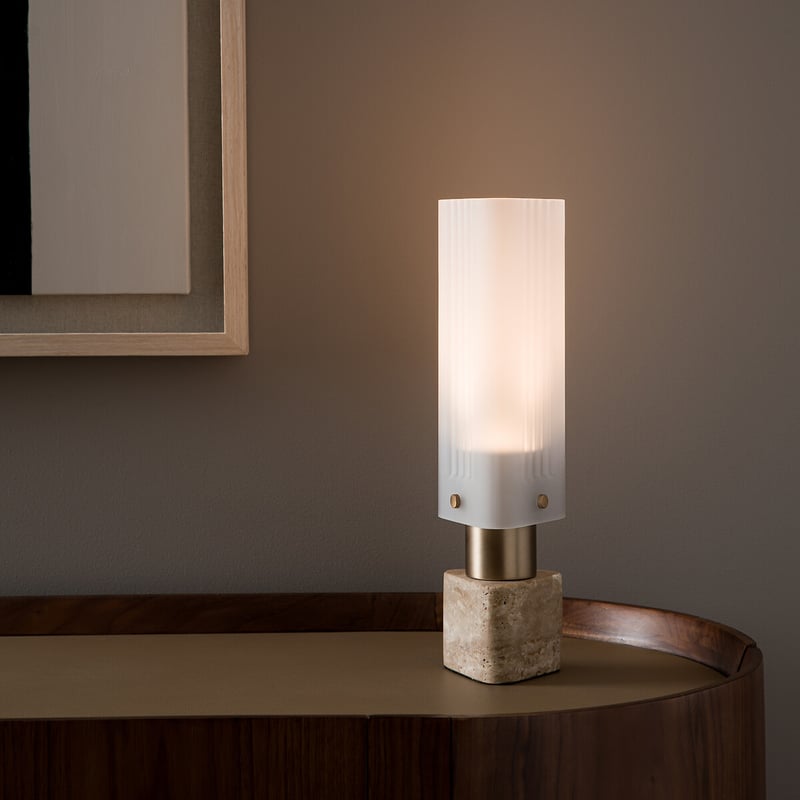 Emmanuel Gallina X Am.pm Lampe Strozzi, Aus Glas Und Travertin, Design Emmanuel Gallina