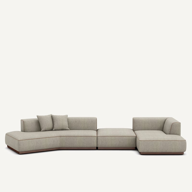Am.pm Offenes, Gerades Ecksofa Mit Fussstütze Aus Tweed, Jacopo
