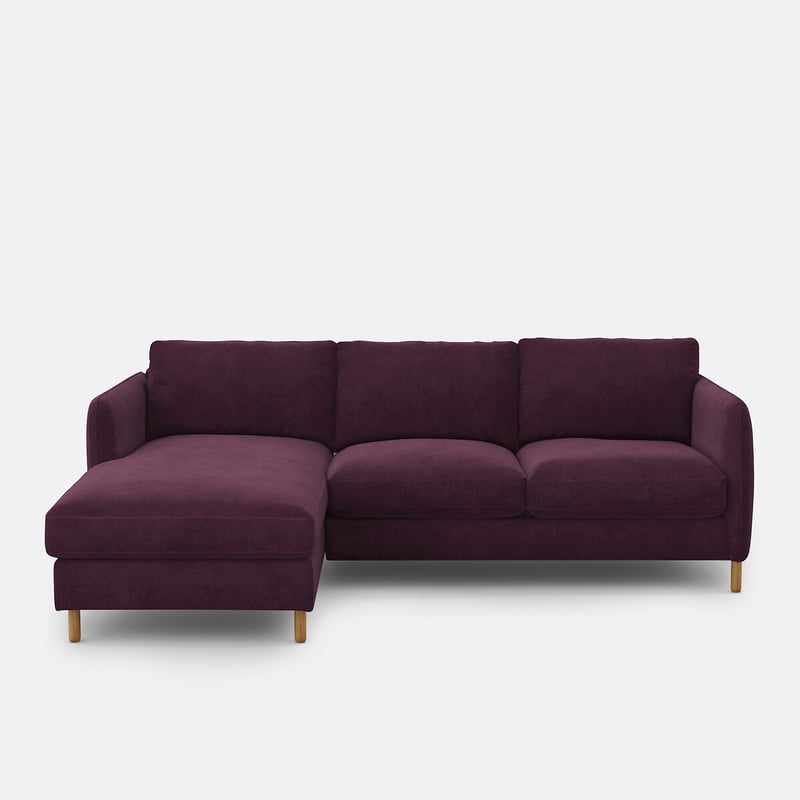Ecksofa Loméo, Links, 4-sitzer, Aus Samt