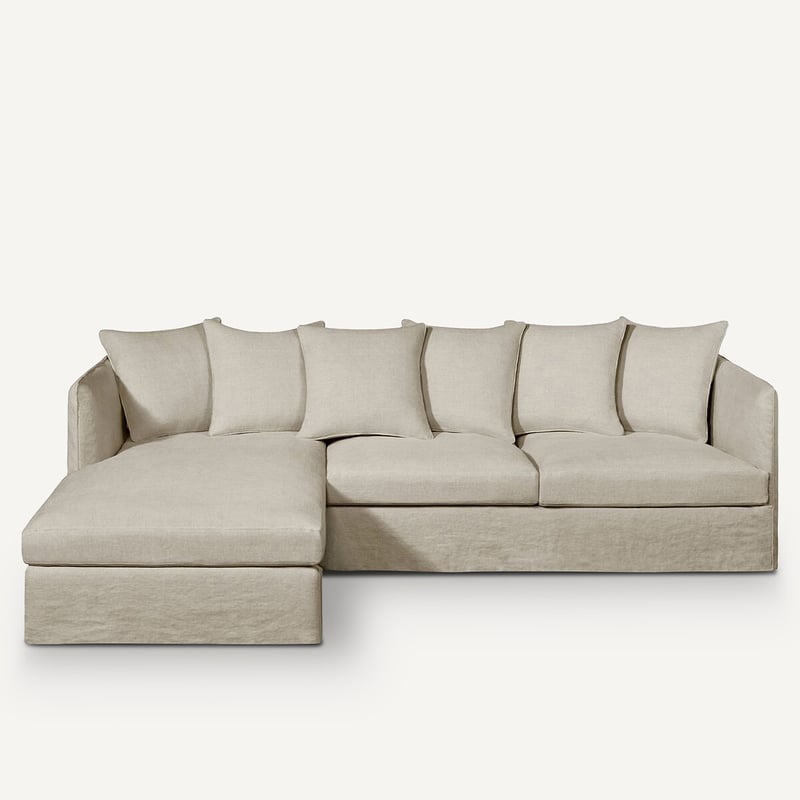 Am.pm Ecksofa Neo Chiquito, Dickes Leinen Stonewashed
