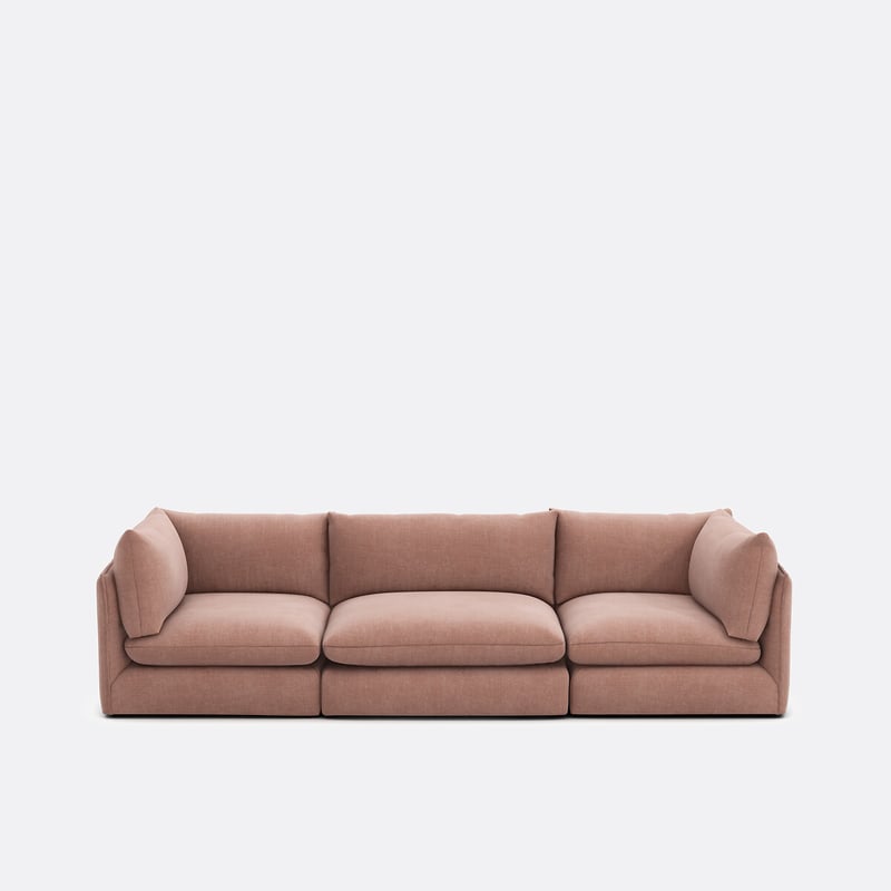 Gerades, Modulares 3-sitzer-sofa Malo, Aus Strukturgewebe