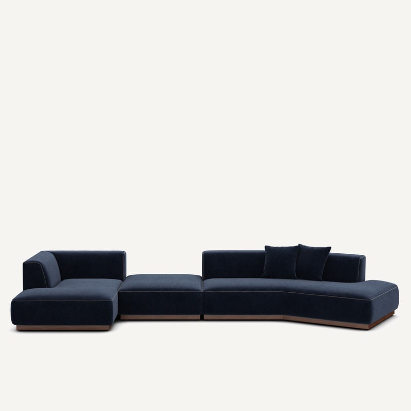 Am.pm Offenes Linkes Ecksofa Mit Fussstütze Aus Chenille-velours, Jacopo