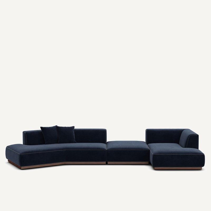 Am.pm Offenes Rechtes Ecksofa Mit Fussstütze Aus Chenille-velours, Jacopo