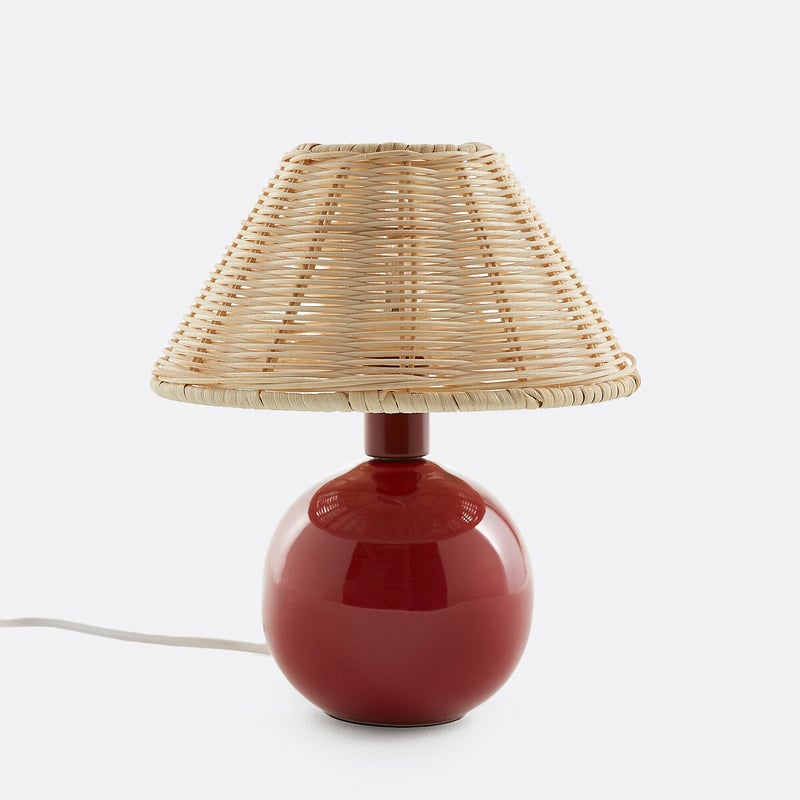 Tischlampe Alios, Keramik Und Rattan