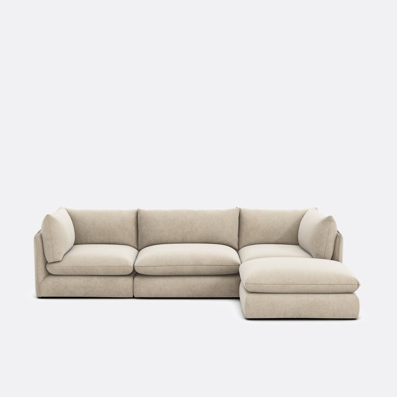 3-sitzer Anreihsofa Mit Hocker, Aus Meliertem Polyester, Malo