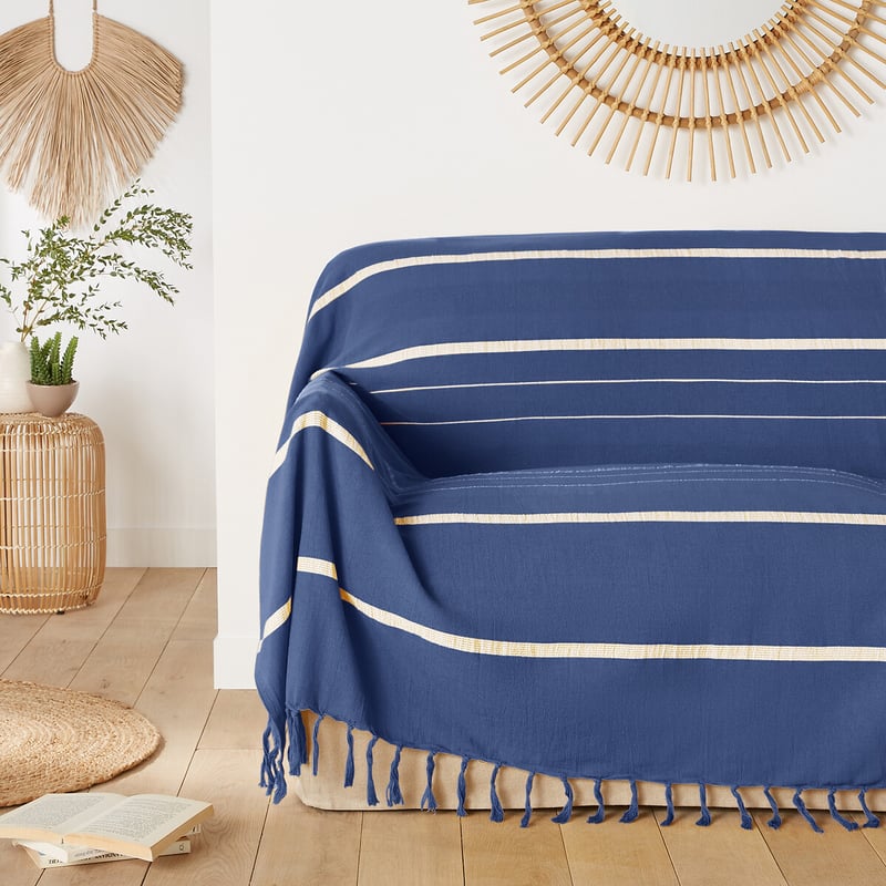 La Redoute Interieurs Gestreifter Sofa-überwurf Nedo Mit Fransen, Baumwolle
