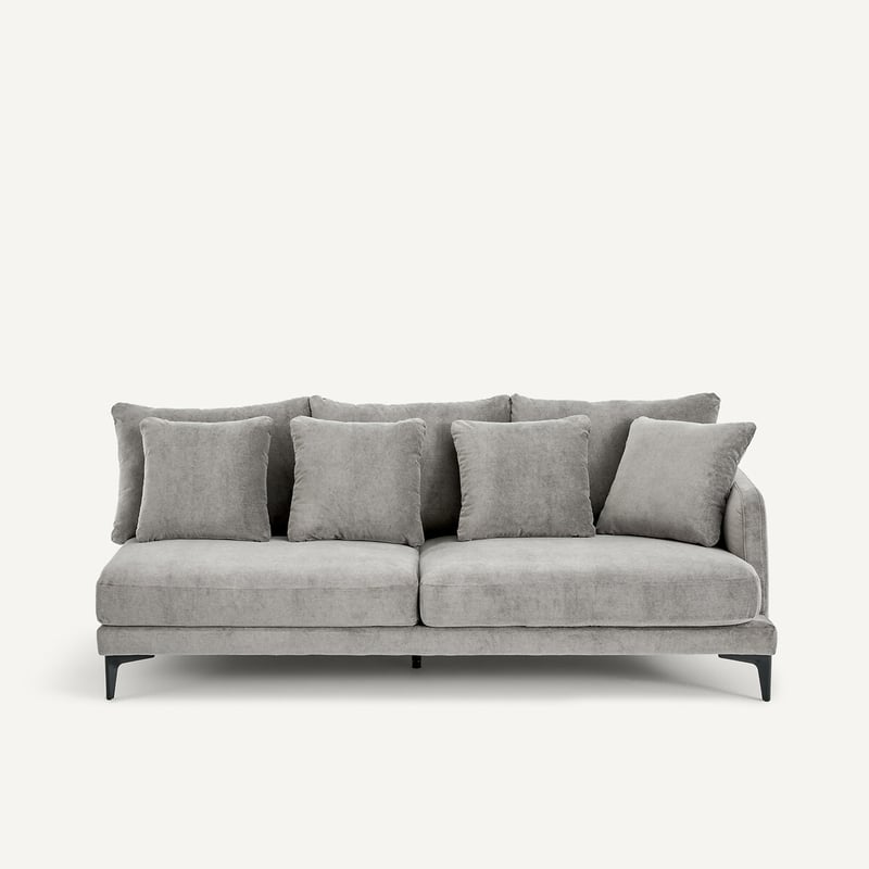 Am.pm X Emmanuel Gallina 3-sitzer Halbsofa In Velours Stone, Moderniste, Design Emmanuel Gallina