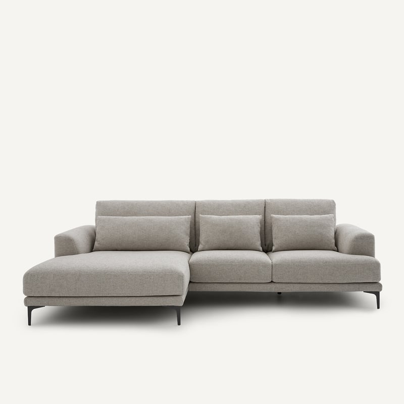 Am.pm Eck-chaiselongue Xl Links Aus Texturierter Viskose Und Leinen, Marsile