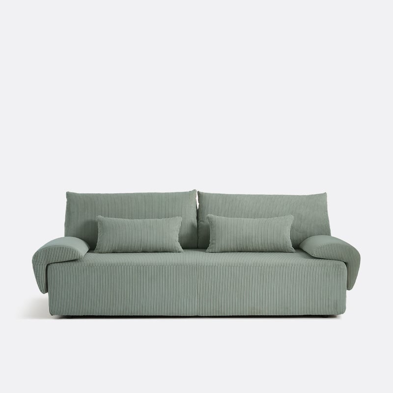 Schlafsofa Mit Bettkasten, 3-sitzer, Aus Cord, Maona