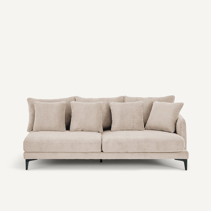 Am.pm X Emmanuel Gallina 3-sitzer Halbsofa In Velours Stone, Moderniste, Design Emmanuel Gallina