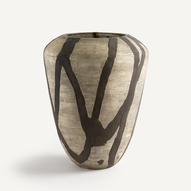 Am.pm Vase Hedi Aus Bemaltem Glas Mit Matten Streifen, H35,5 Cm