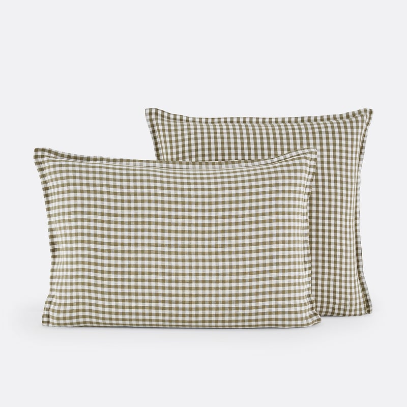 La Redoute Interieurs Kissenbezug Acélie Khaki, Gewaschenes Leinen
