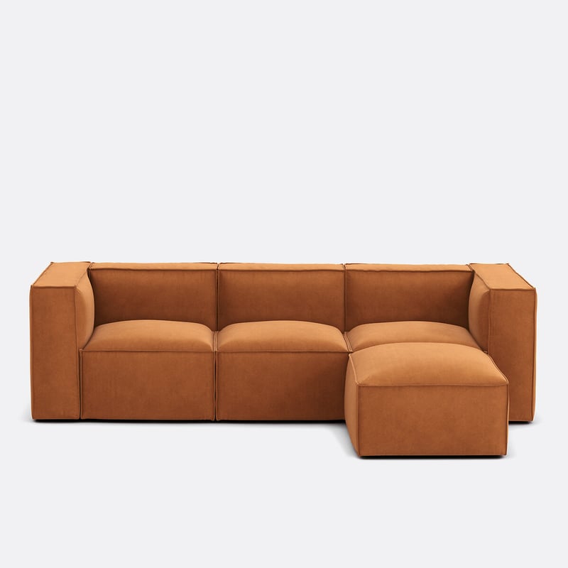 Modulares 3-sitzer-sofa Seven Mit Hocker, Aus Struktursamt