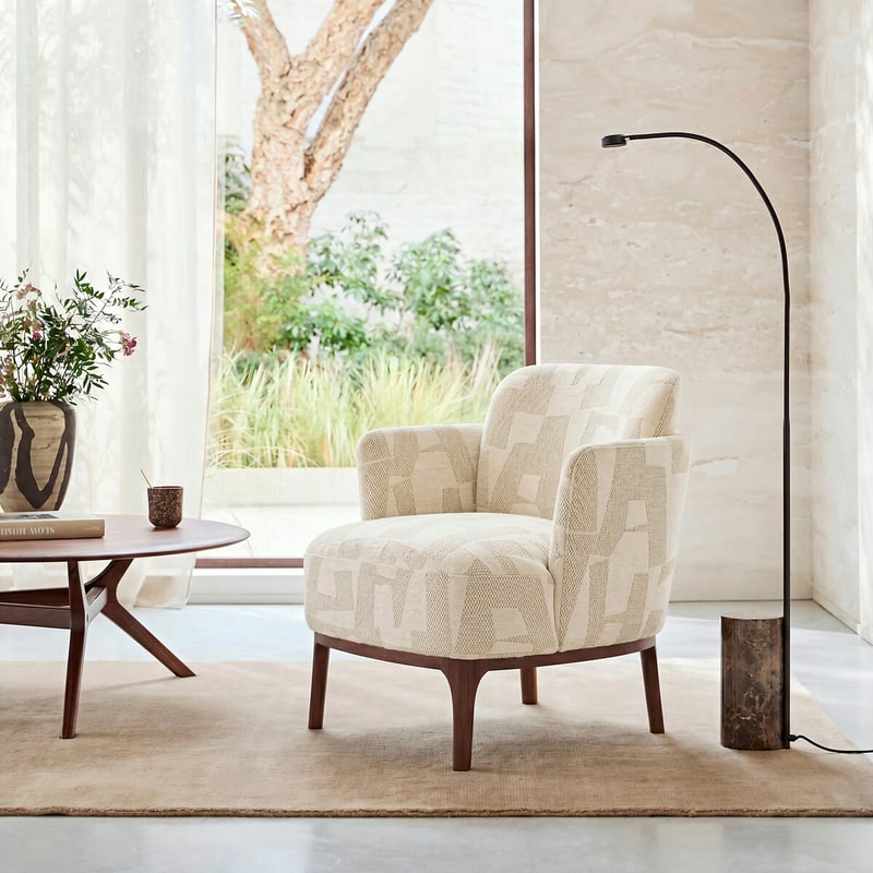 Am.pm Sessel, Aus Massivem Walnussholz Und Jacquard-stoff, Jabote