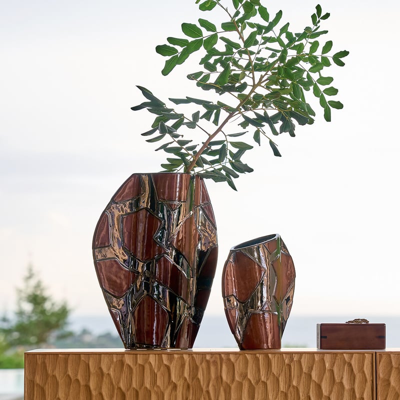 Am.pm Vase Iridyo, Glasierte Keramik